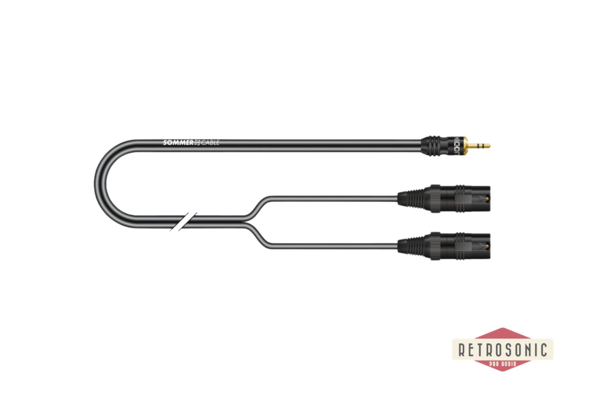 Sommer Stereo split cable SC-Onyx, 1 x 0,25 mm2 | XLR / mini-jack, HICON 2,50m | black